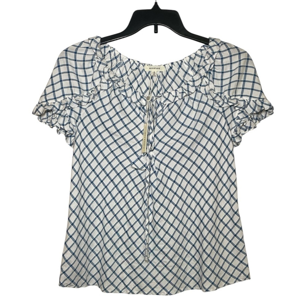 Max Studio white with blue print sz S